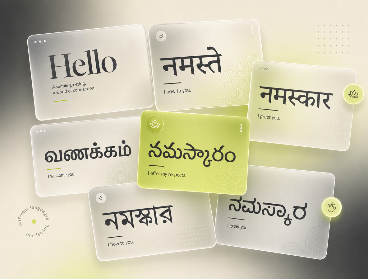 Collage of Hello written in English and Indian languages