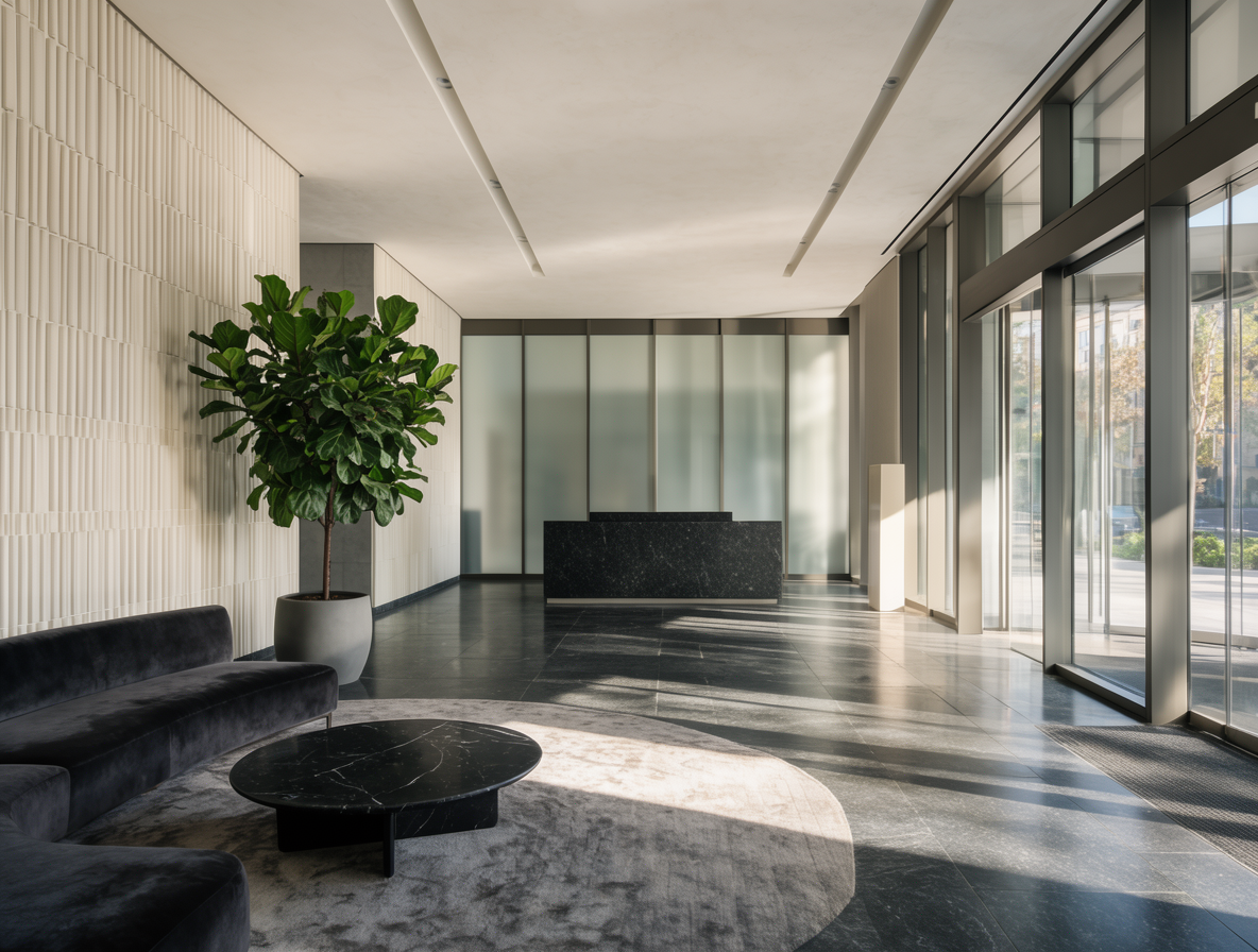 Modern residential building lobby